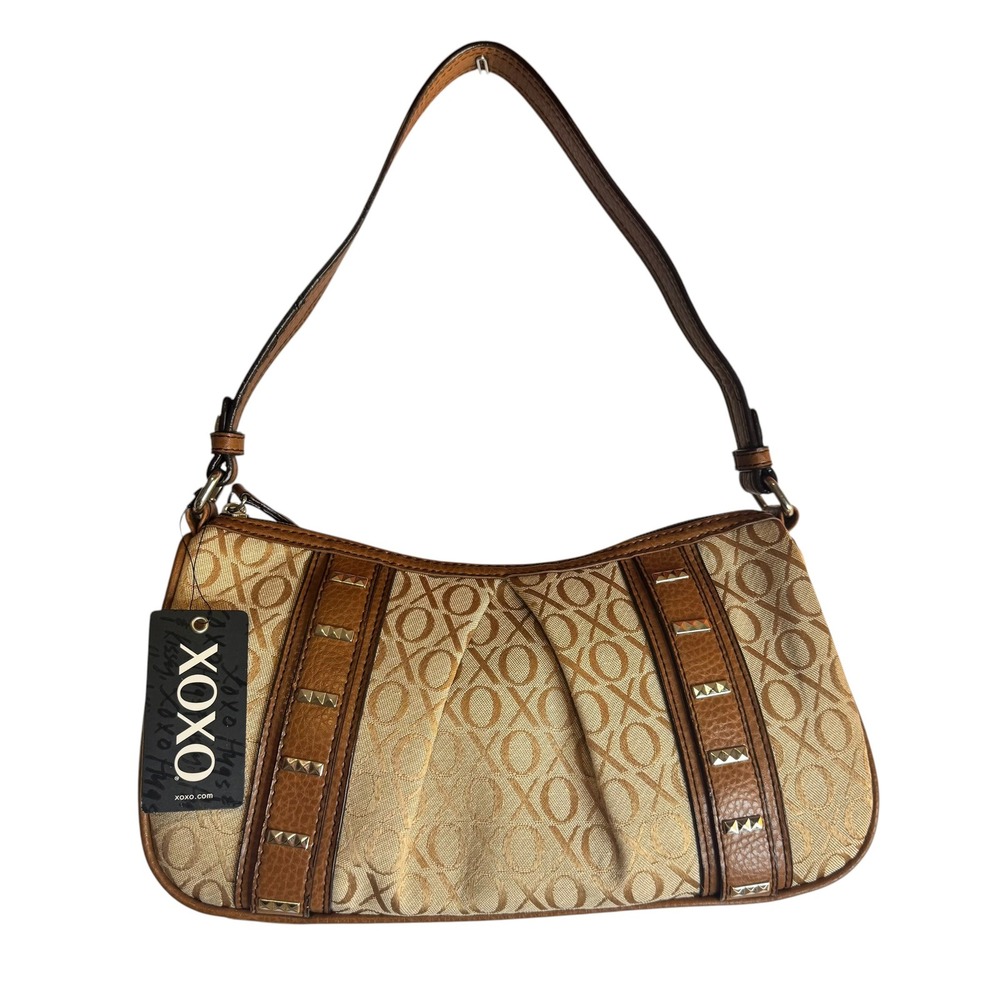 XOXO Chino Monogram Studded Shoulder Bag Handbag Brown Beige Y2K Vtg Purse NEW